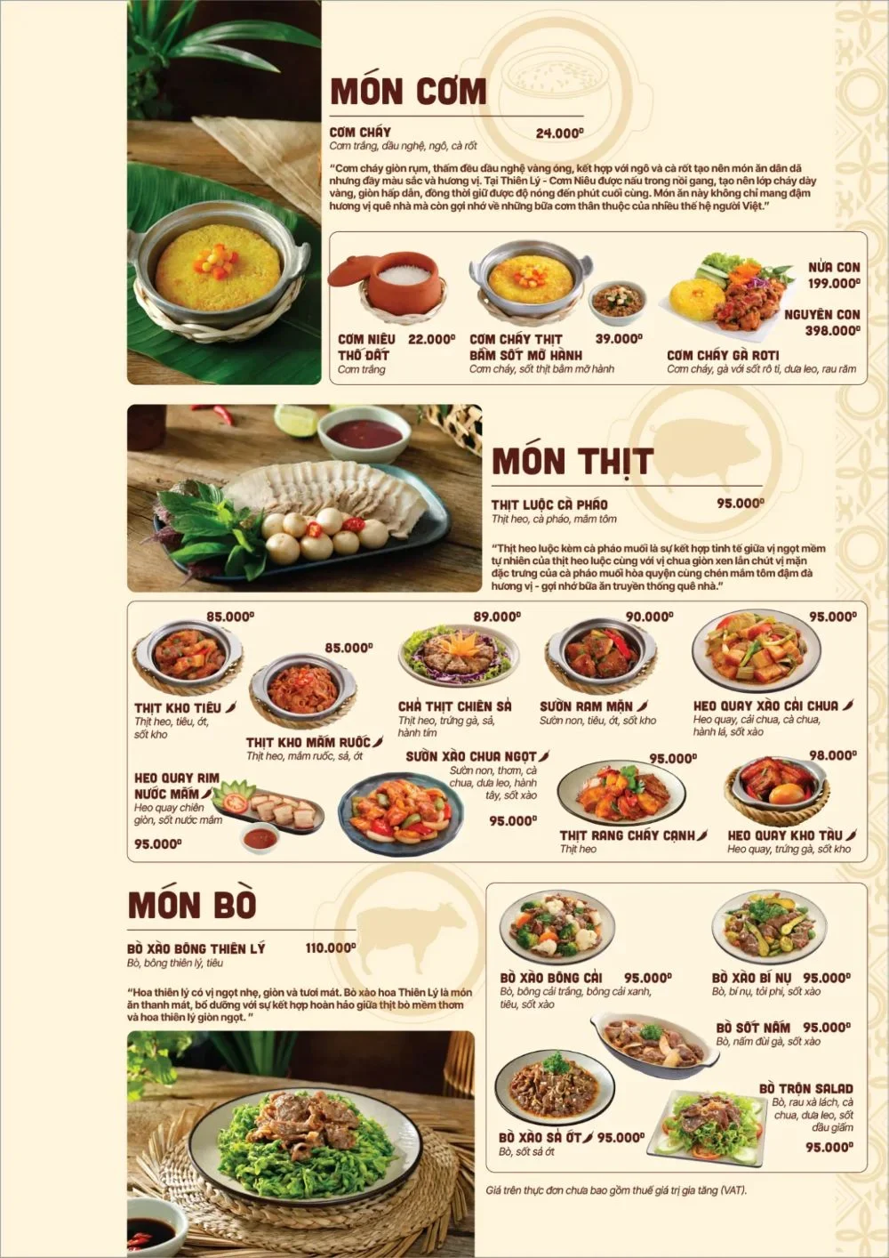 Menu at Com Nieu Thien Ly